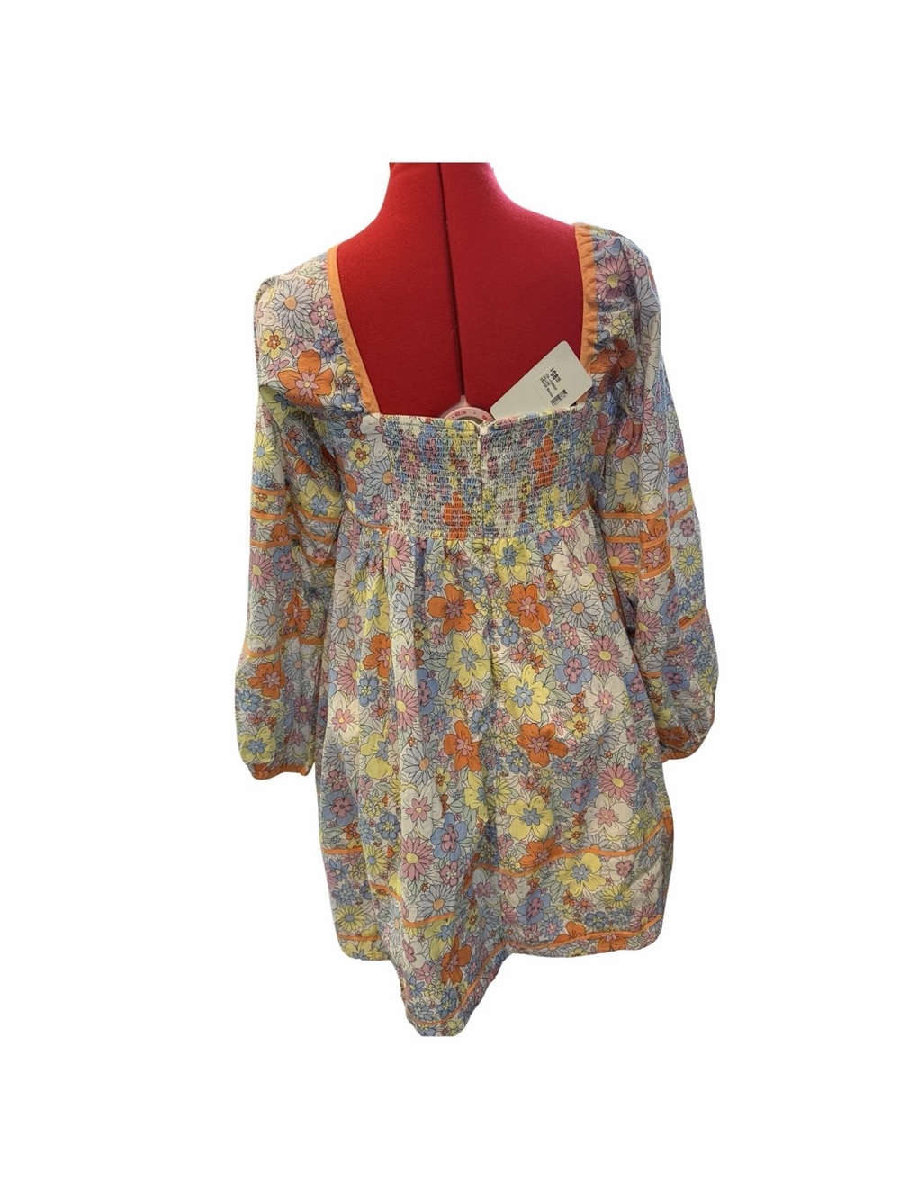 Pastel Floral Smocked Mini Dress with Square Neck - Picture 3 of 3